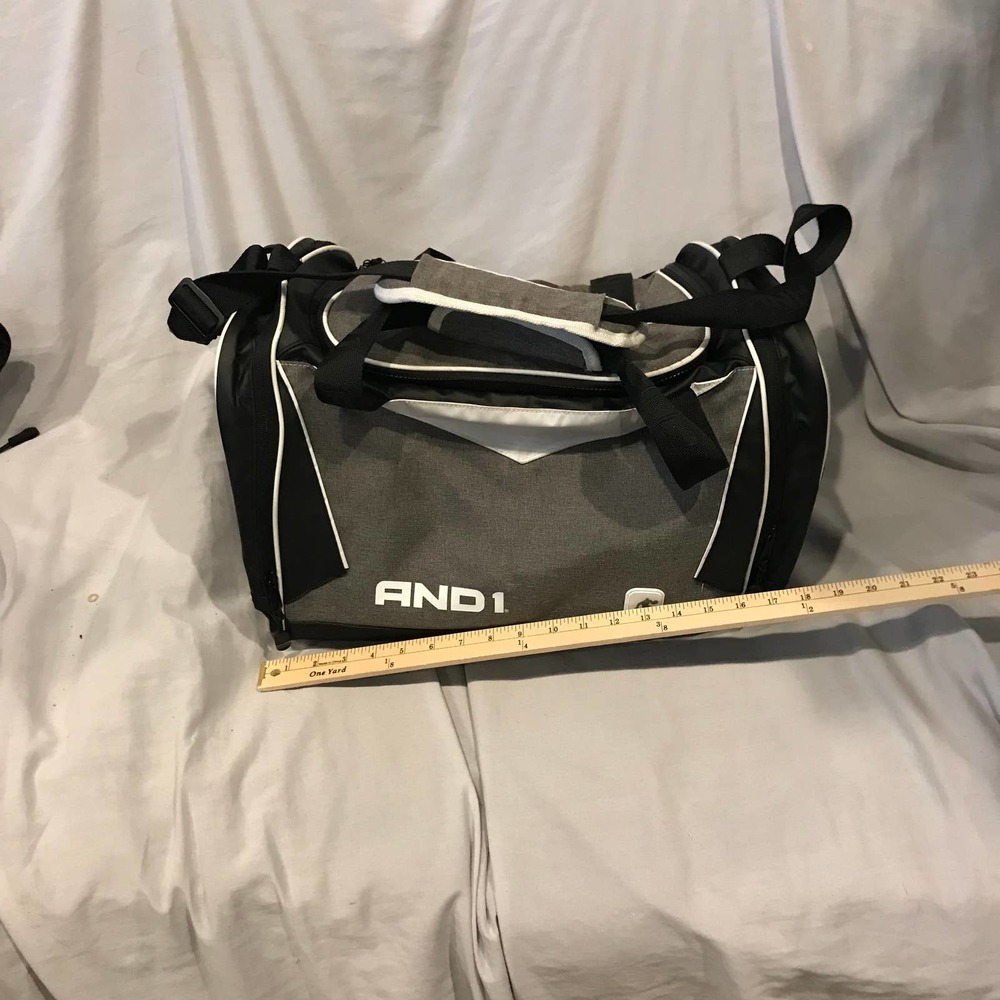 AND1 Gray Black Duffel Gym Bag